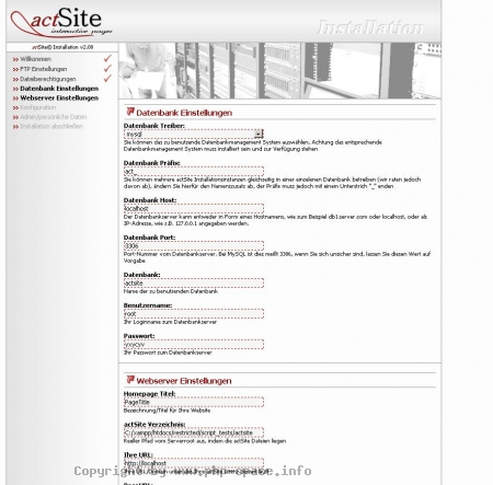 <h4>Beschreibung</h4><p>Hier weden die MySQL - und Verbindungsdaten eingegeben. </p>
