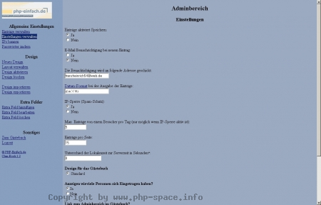 <h4>Beschreibung</h4><p>�bersicht der Einstellungen, die vorgenommen werden k�nnen.</p>