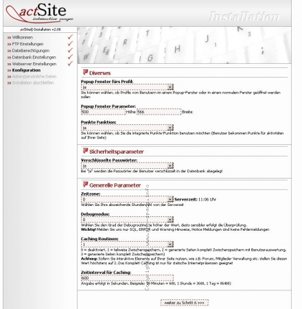 <h4>Beschreibung</h4><p>Hier werden gewisse Skriptparameter eingegeben, z.b. Gr��e der Profilfenster und Sicherheitsparameter.</p>