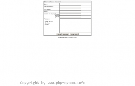 <h4>Beschreibung</h4><p>Wenn man einen Eintrag vornehmen m�chte, werden folgende Angaben ben�tigt:
Name, E-mail addresse, Homepage, Ort, ICQ, MSN.</p>