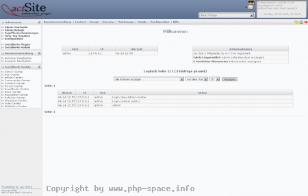 <h4>Beschreibung</h4><p>Hier ist die �bersicht des Administratorenbereichs zu sehen.</p>