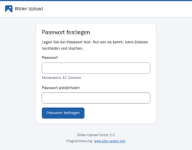Beim ersten Aufruf legen Sie das Passwort fest, mindestens 10 Zeichen lang