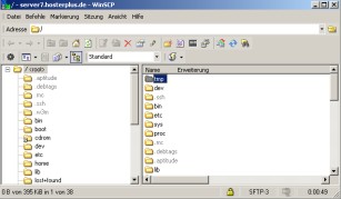 WinSCP Verzeichnisliste nach dem man sich eingeloggt hat