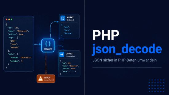 Illustration zum Tutorial: PHP json_decode(): JSON sicher in PHP-Daten umwandeln