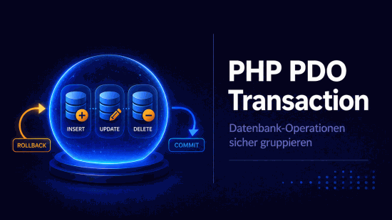 Illustration zum Tutorial: PHP PDO Transaktionen: beginTransaction, commit, rollBack