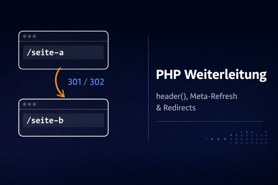Illustration zum Tutorial: PHP Weiterleitung: Redirects mit header() richtig einsetzen