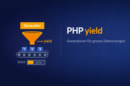 Illustration zum Tutorial: PHP yield und Generatoren: Speichereffiziente Datenverarbeitung