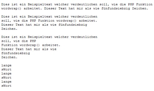 Ausgabe des wordwrap() Beispiel