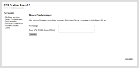 Formular zum Eintragen eines neuen Feeds