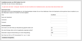 Installationsroutine mit Datenbankdaten und Einstellungen