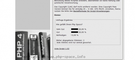 Screenshot Hier sehen Sie ein Beispiel, wie die Ausgabe von den Umfrage Script aussehen würde, wenn Sie dies in ihrer Homepage integrieren würden. anzeigen