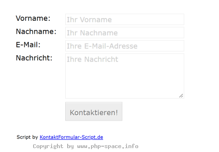 Screenshot Das Formular im mitgelieferten Standard-Design, ohne eigene Anpassung. anzeigen