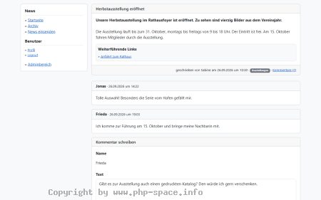 Screenshot Vollständige News mit weiterführendem Link, zwei Kommentaren von Lesern und dem Formular für einen neuen Kommentar anzeigen