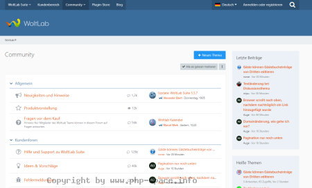 Screenshot Übersicht vom WoltLab Suite Forum. Hier sehen Sie die Kategorie aufgelistet und die letzten Beiträge. anzeigen