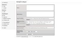 Formular zum Anlegen einer Kategorie mit SEO-Feldern